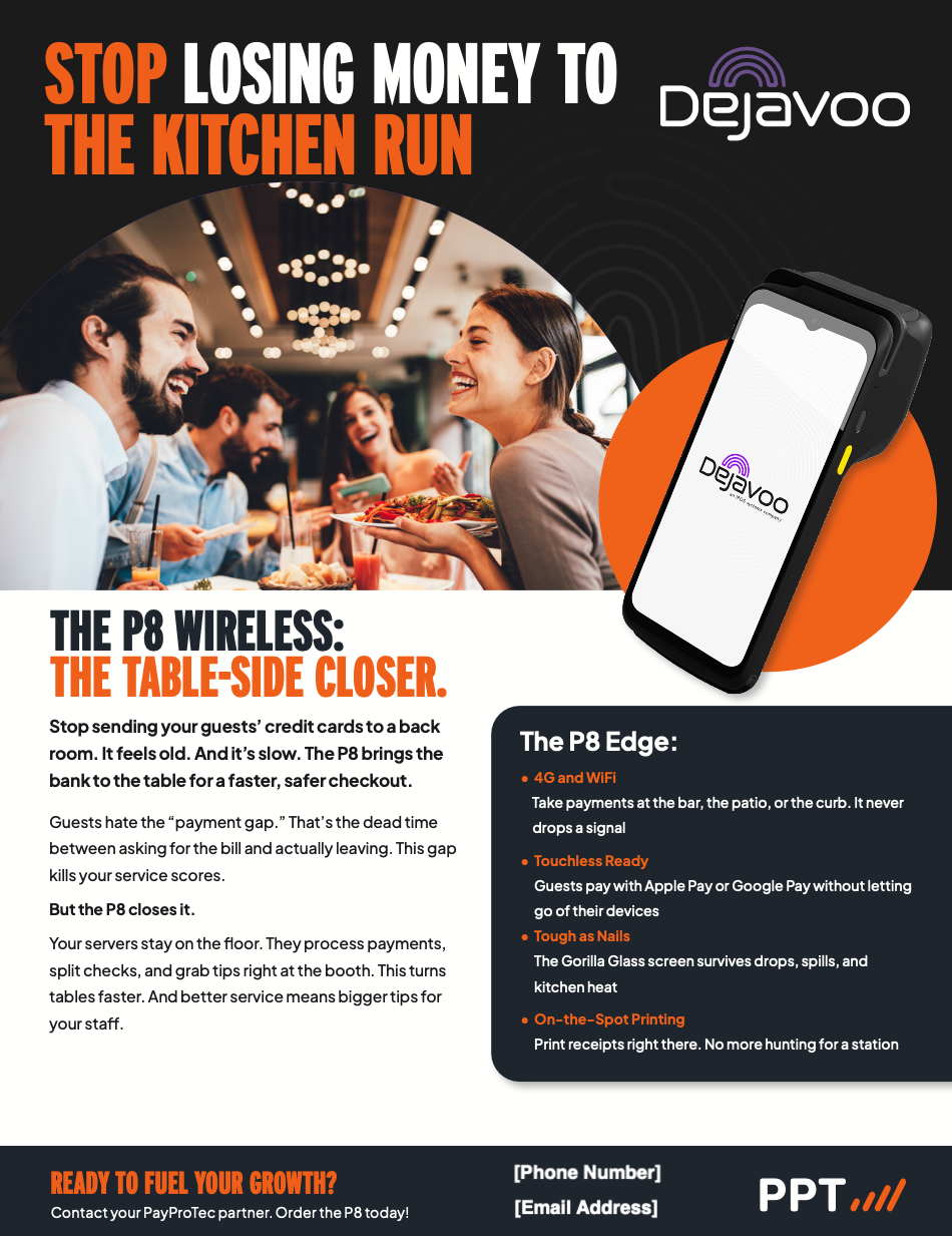 Dejavoo P-Series for Full Service Restaurants