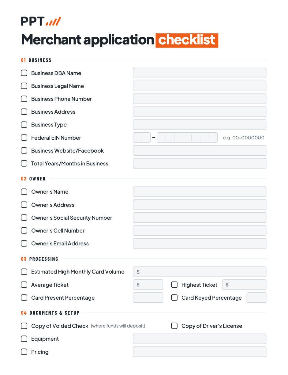 Merchant Application Checklist