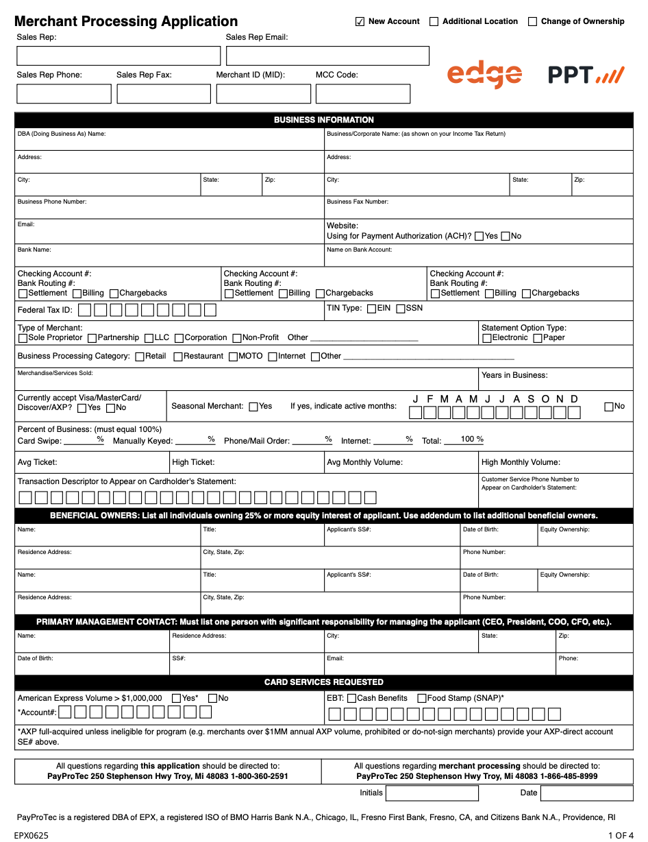 EDGE Dual Pricing Merchant Application