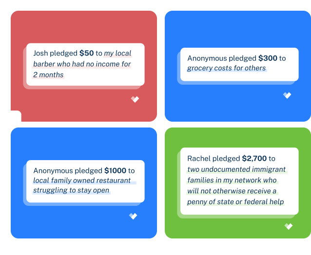A spread of 4 pledges
