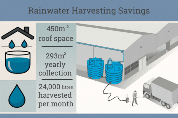 Rainwater harvesting tanks at Tufloo, Dublin and Rainwater harvest savings calculations
