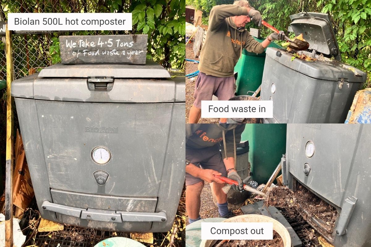 Hot composter, Biolan 500L compster turning food waste in to topsoil in 6 weeks