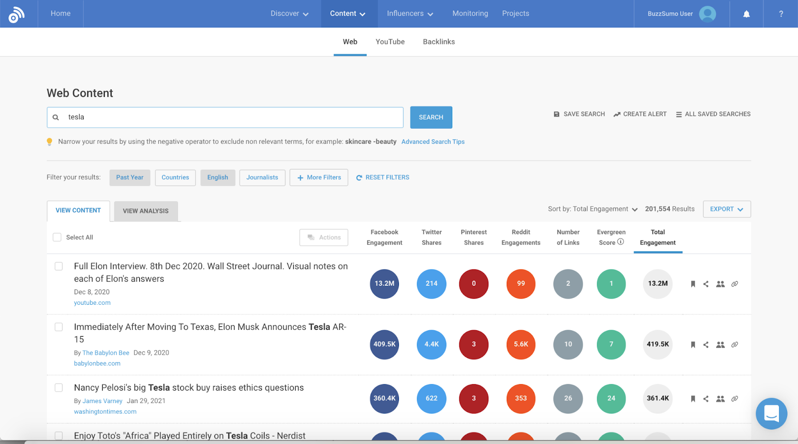 BuzzSumo is a marketing analytics tool for  content strategy optimization and brand engagement monitoring.