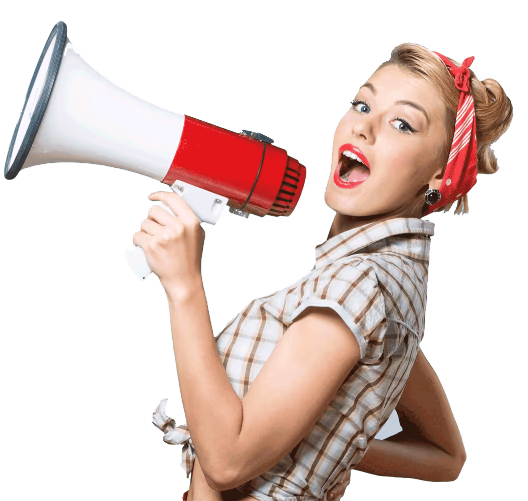 Woman with Horn Advertising Company The Woodlands