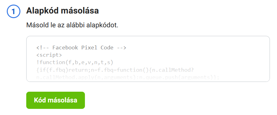 Facebook-képpont kód másolása