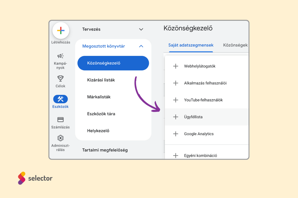 Ügyféllista hozzáadása Google Ads-ben
