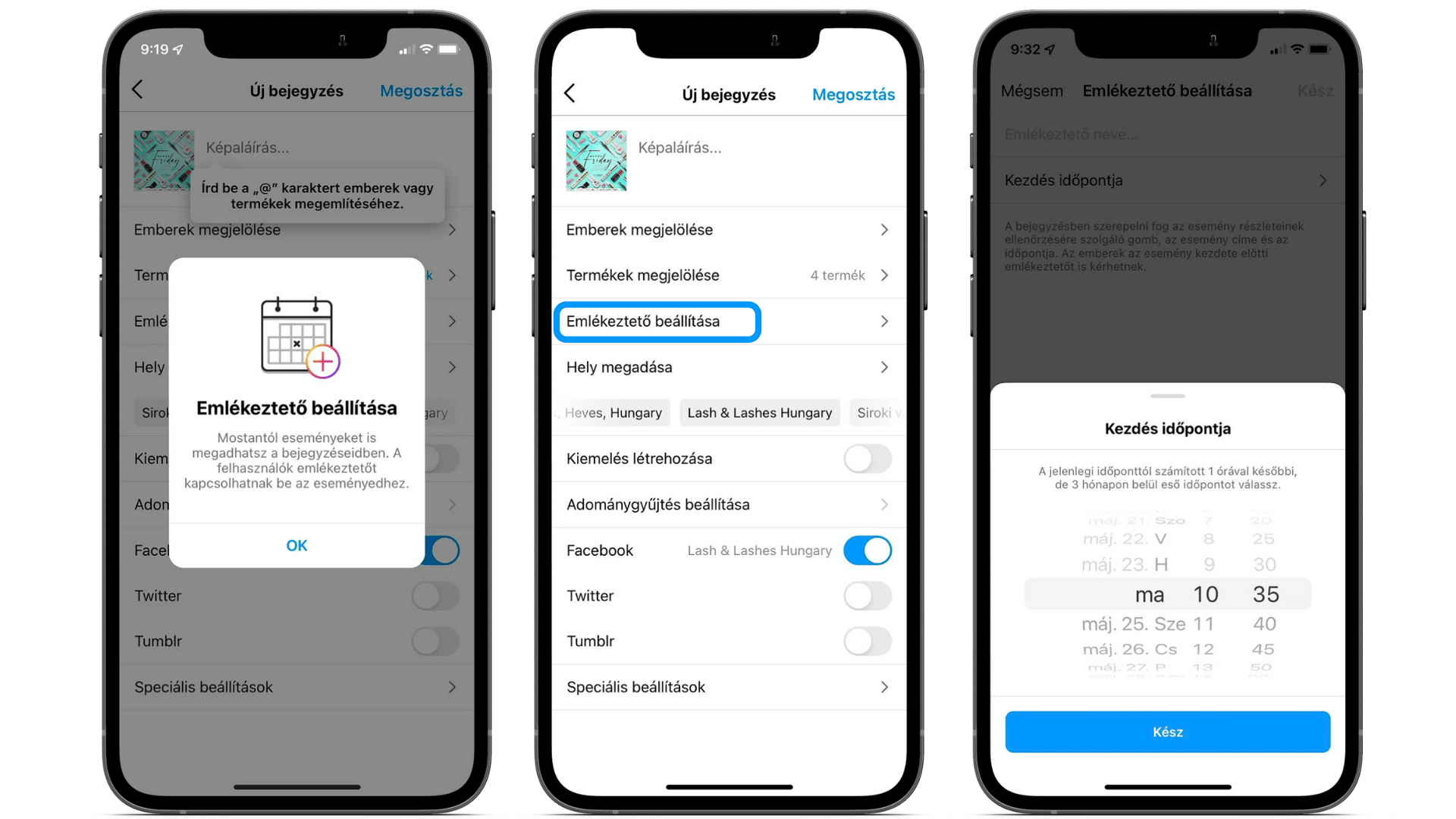 Emlékeztető beállítása