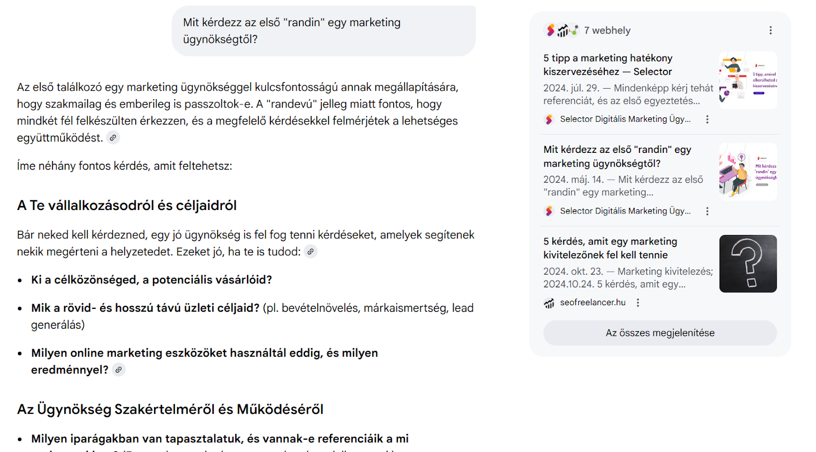 Google AI-mód használata tanácsadásra