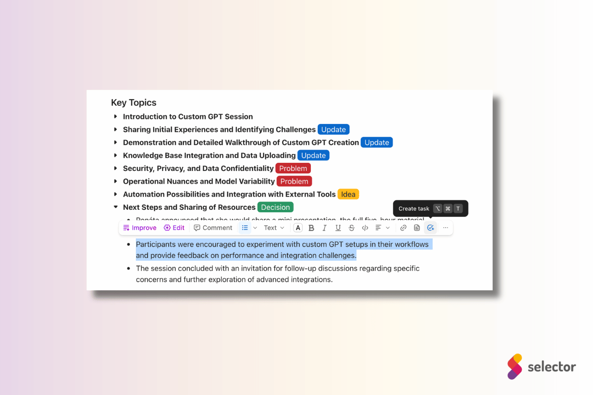 ClickUp 4.0 AI Notetaker meetingjegyzetek