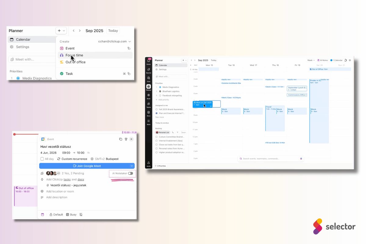 ClickUp 4.0 Planner naptár és feladatok kezelése