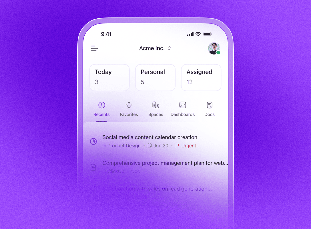 ClickUp 4.0 mobilapp új felület