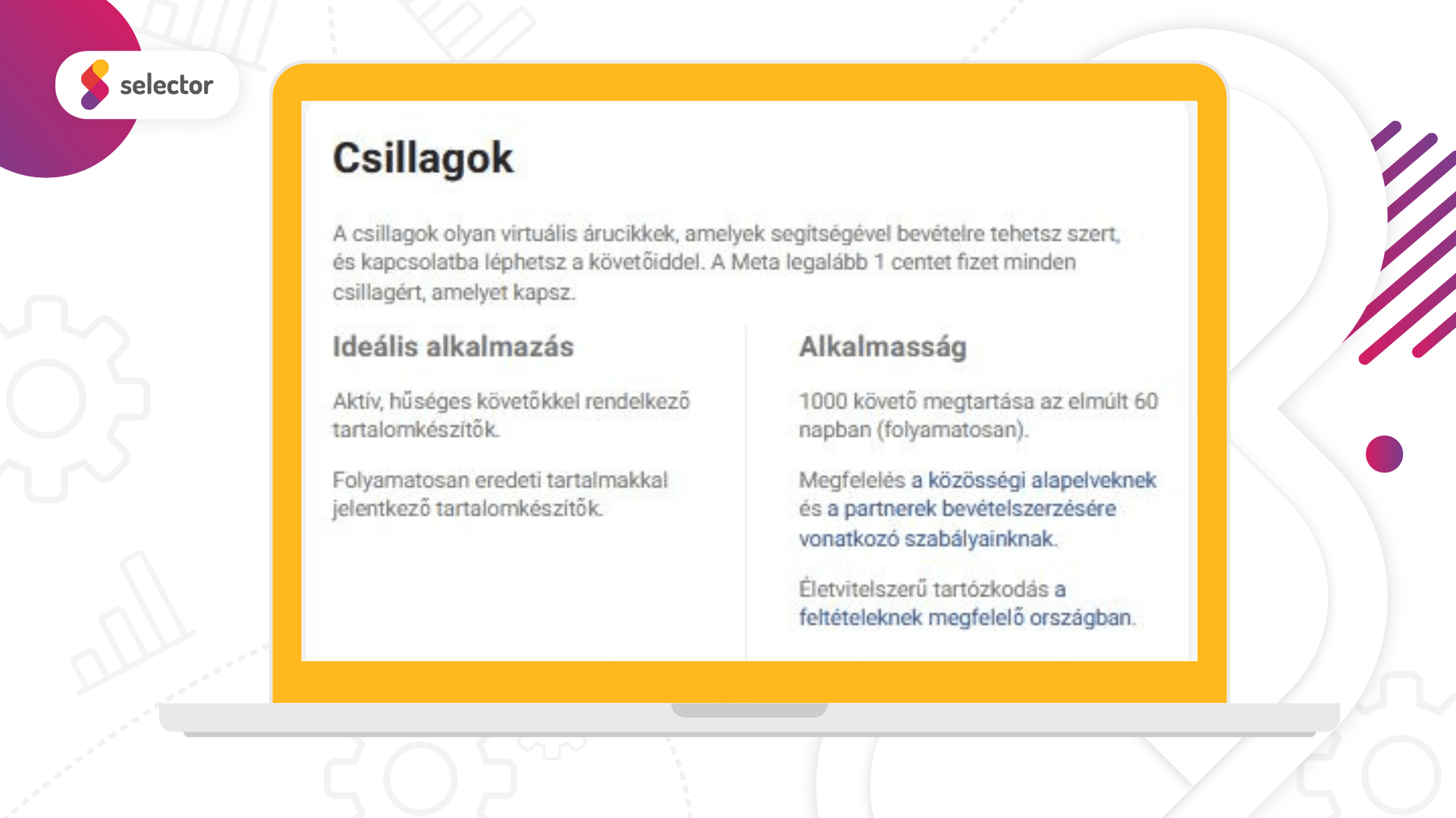 Facebook csillagok alkalmasság Selector