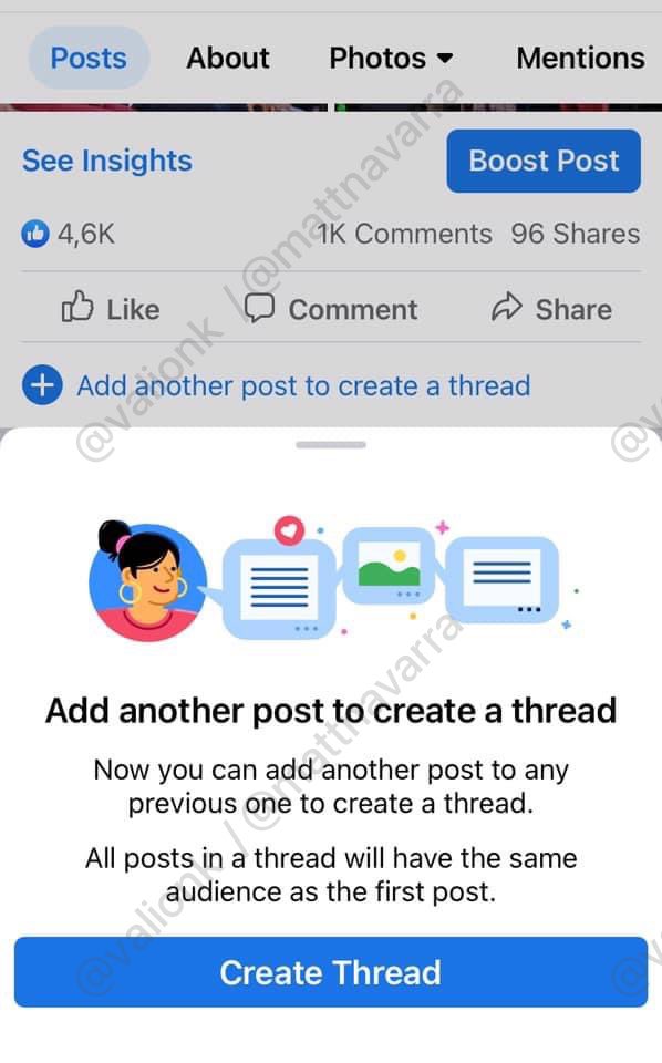 Facebook Thread, Facebook új funkció