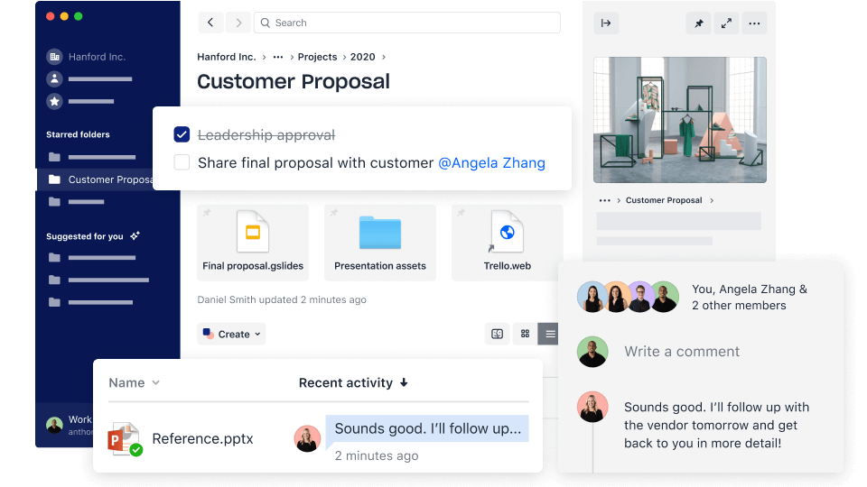 A Dropbox felhasználói felülete