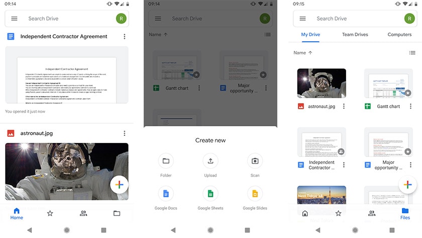 A Google Drive felhasználói felülete