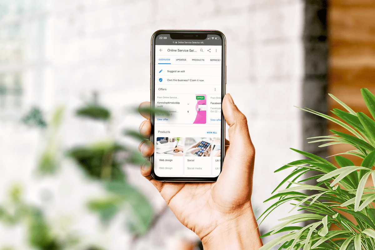 mockup telefon kijelző selector google my business