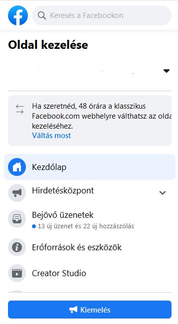 Creator Studio Oldalszerkesztő nézet