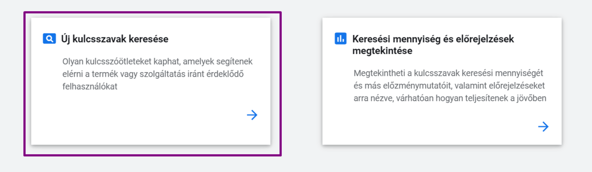 Google Ads kulcsszótervező