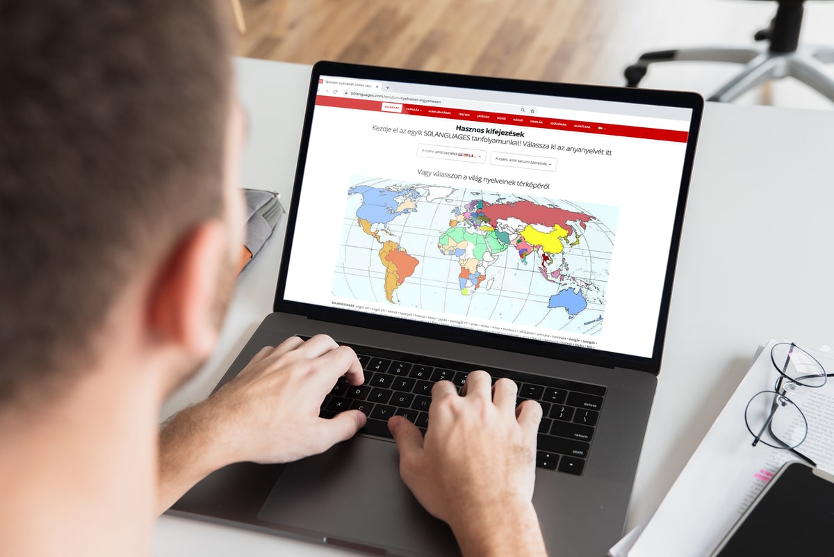 Nyelvválasztás a 50languages oldalán