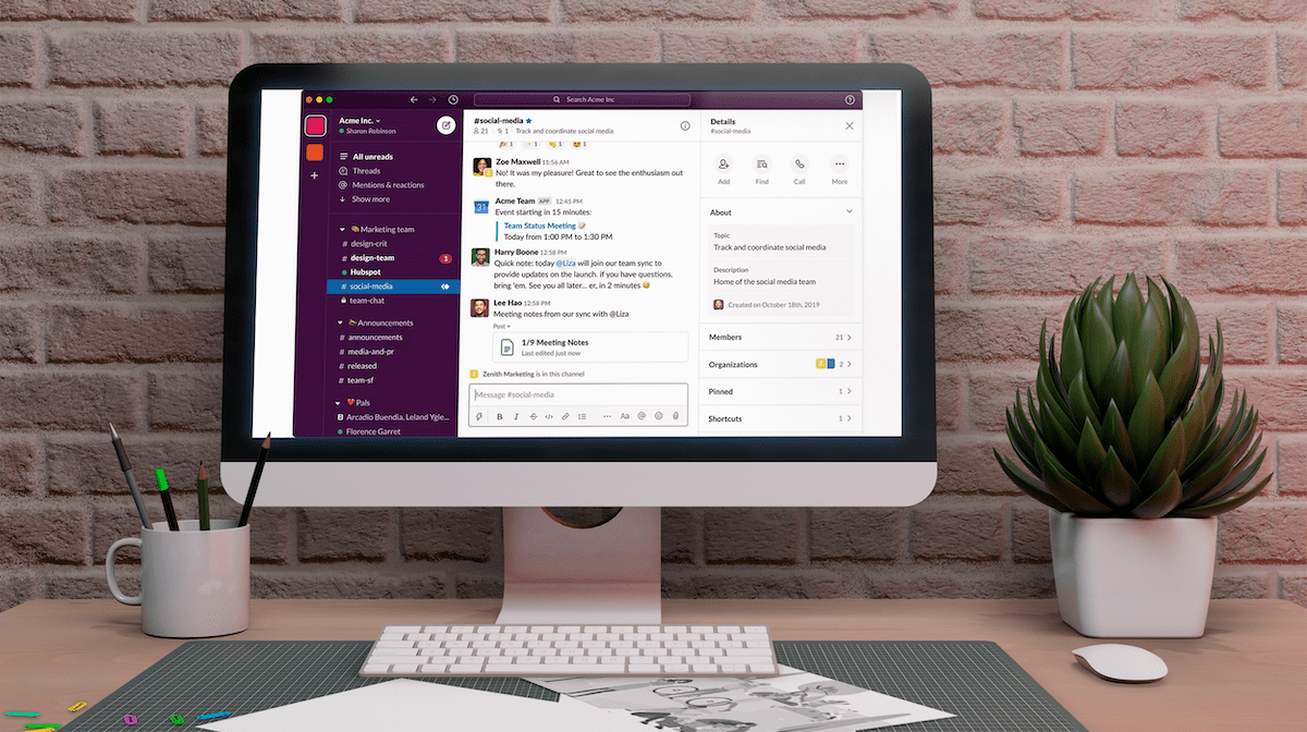 A Slack kezelőfelülete