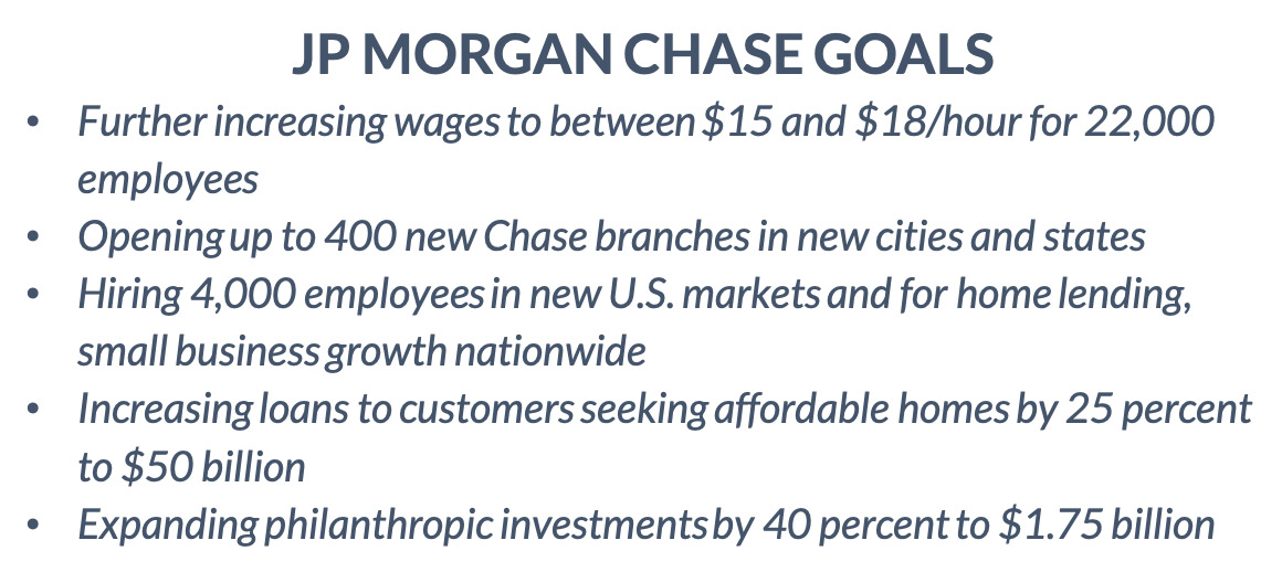 JP Morgan Chase Goals