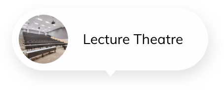 Hotspot overlay of the Conestoga virtual map highlighting the Lecture Theatre tour stop