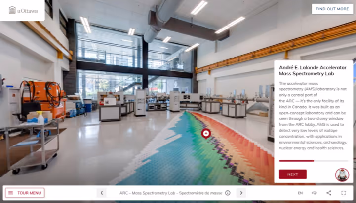 Screenshot from uOttawa's virtual tour mass spectrometry lab