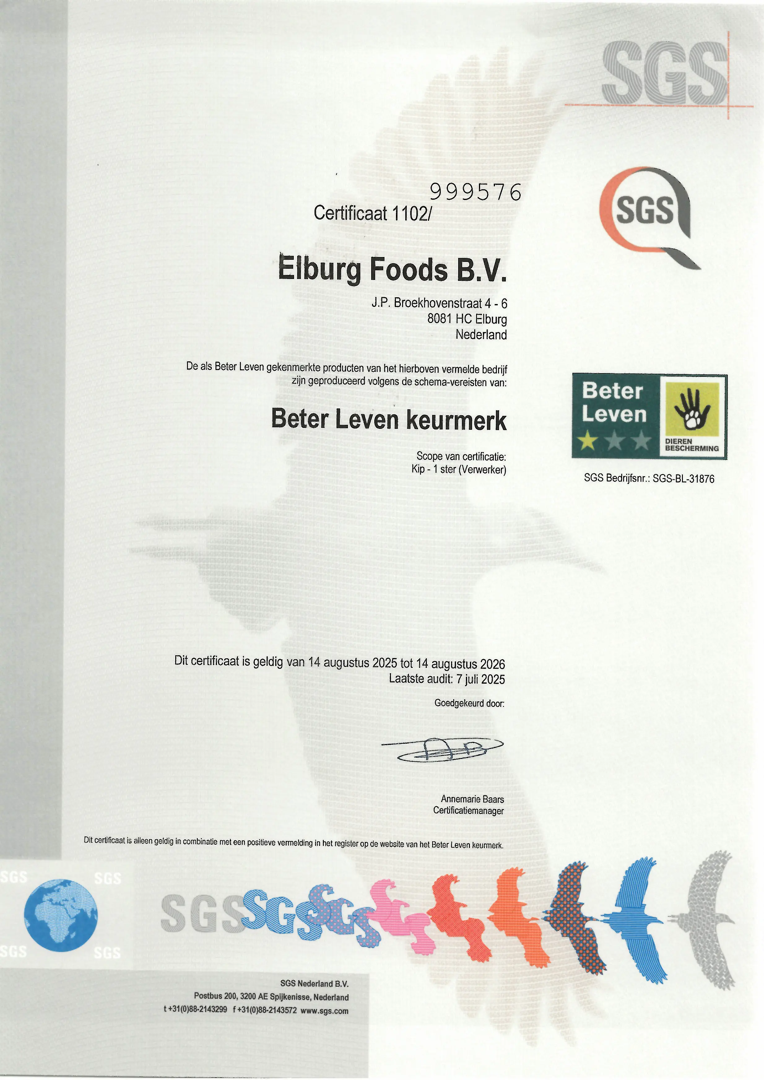SGS certificate