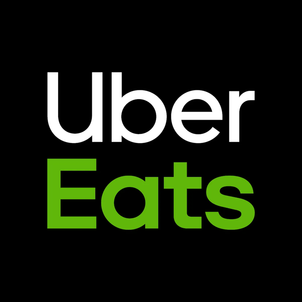Uber Eats logo with 'Uber' in white and 'Eats' in green on a black background.