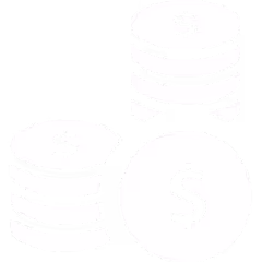 white icon of coins 
