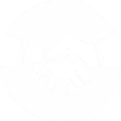 white icon of a handshake