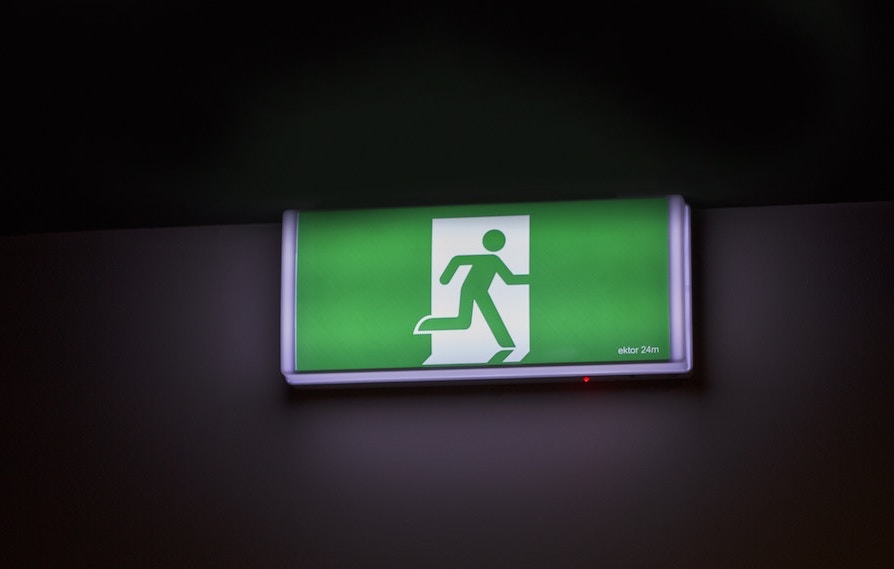 a green exit sign