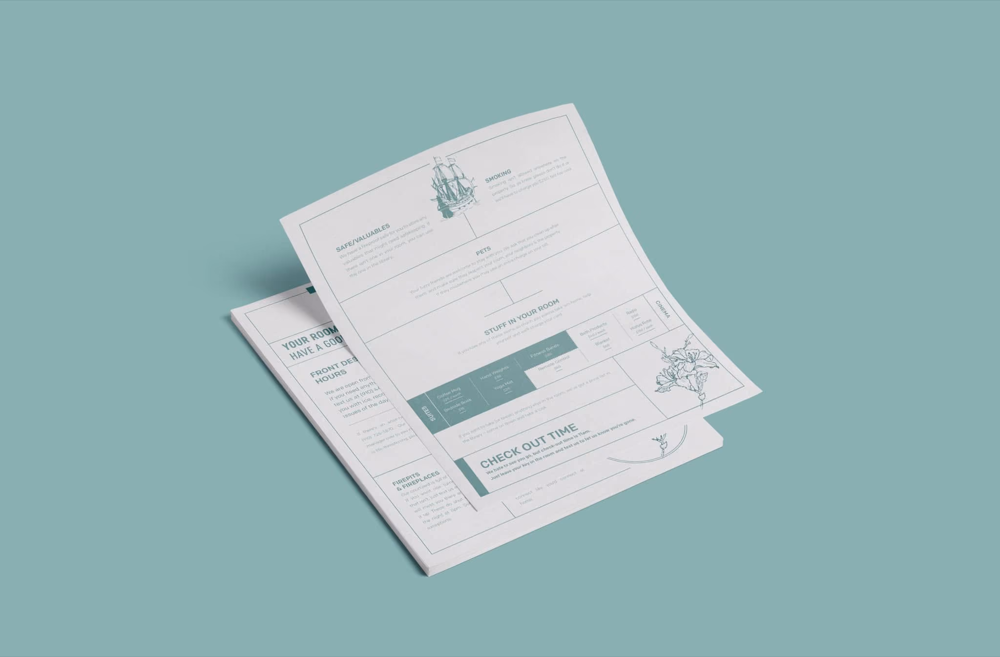 Arrive Hotels Gazebo Bar Menu Design and Room Collateral
