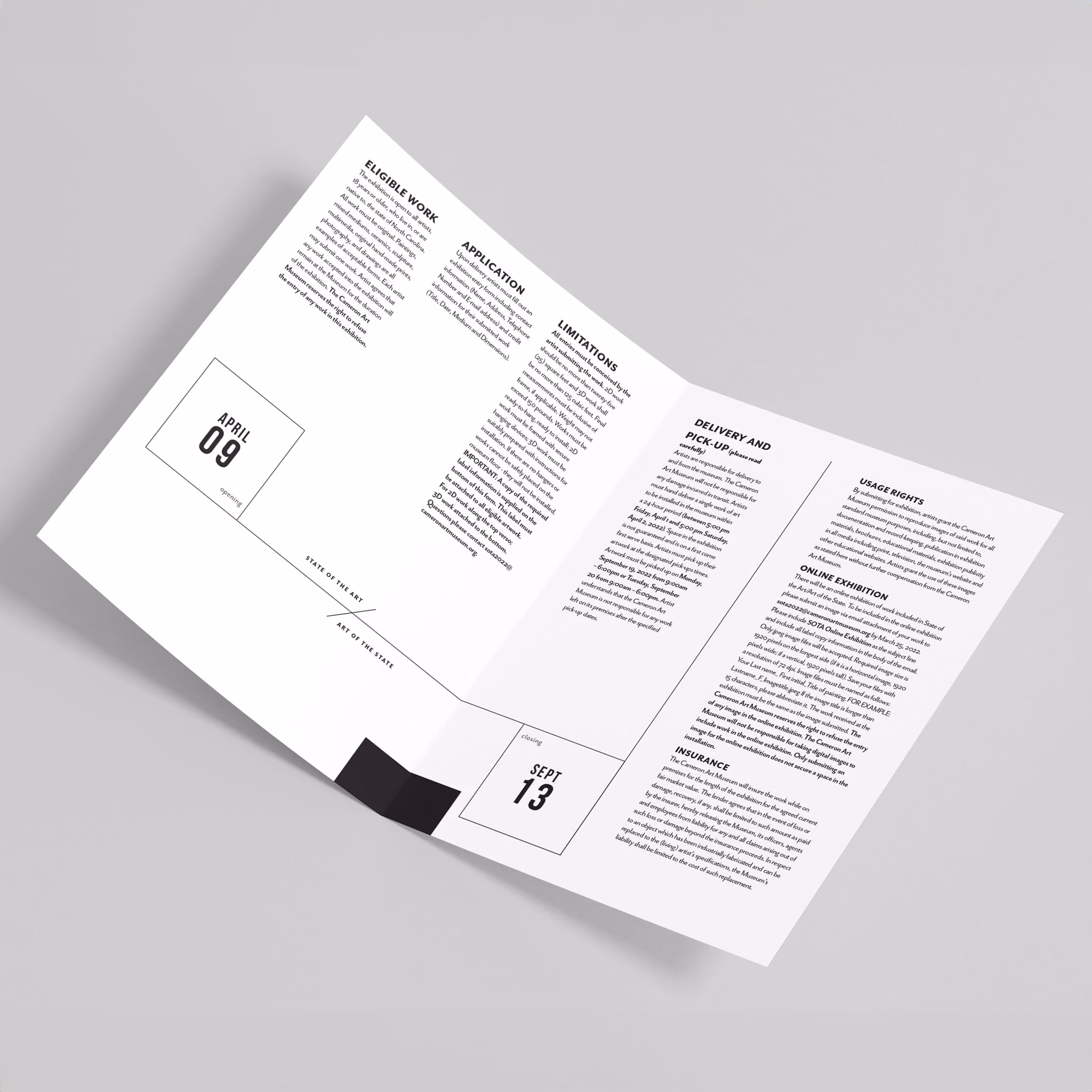 Print design for Cameron Art Museum's Art of the State 2022