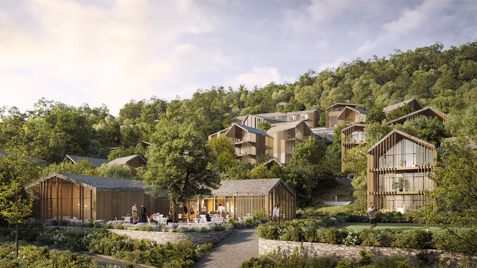 A rendering of the hotel project Borgo Miranda at Monte Bre in Locarno