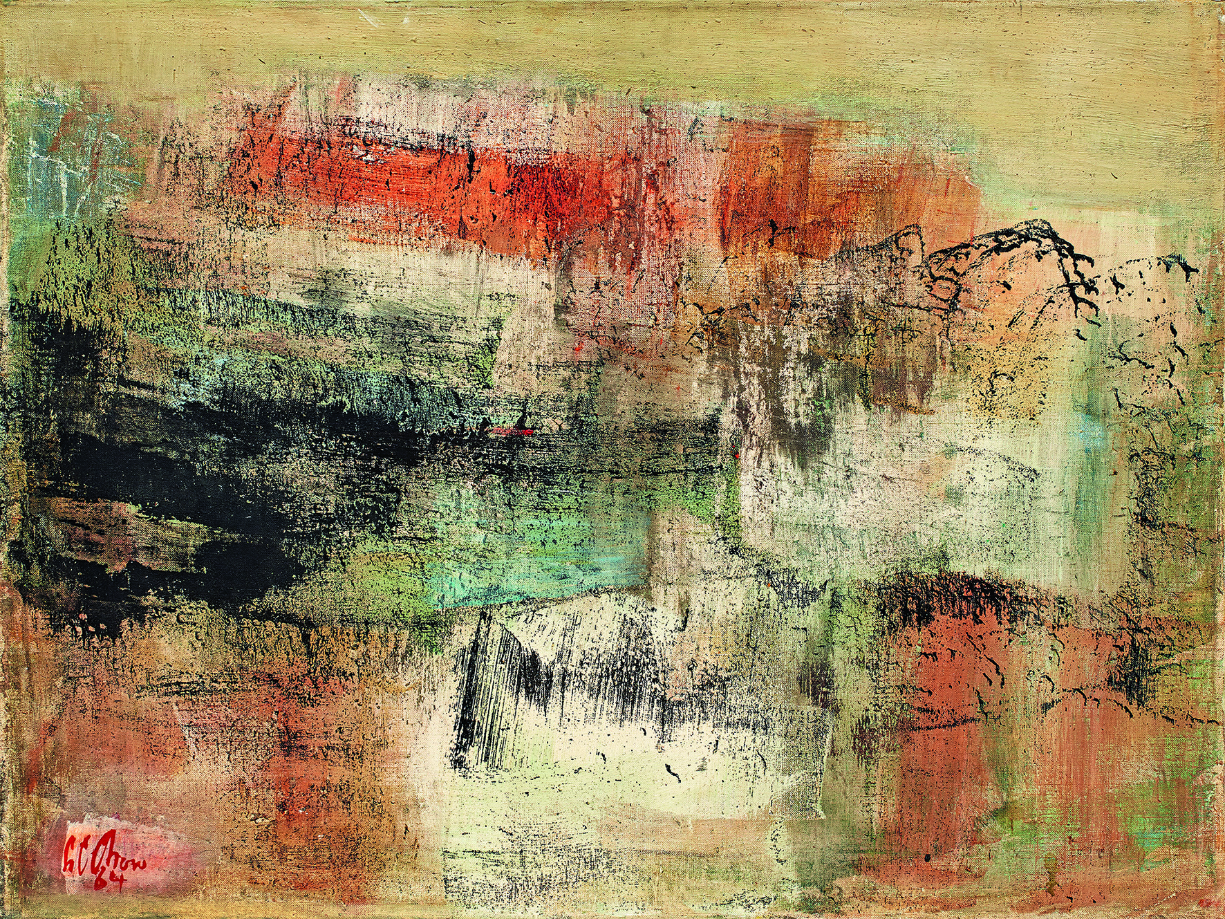 Chow Chung-cheng, Vergangenes steht bevor, 1964, Öl auf Leinwand, 61,5 x 81,5 cm, Märkisches Museum Witten, Foto: Eric Jobs, Hattingen