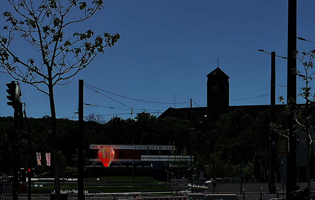 Simulation der Installation UP! von Katharina Gaenssler vor dem MINSK Kunsthaus in Potsdam, 2025, © Katharina Gaenssler