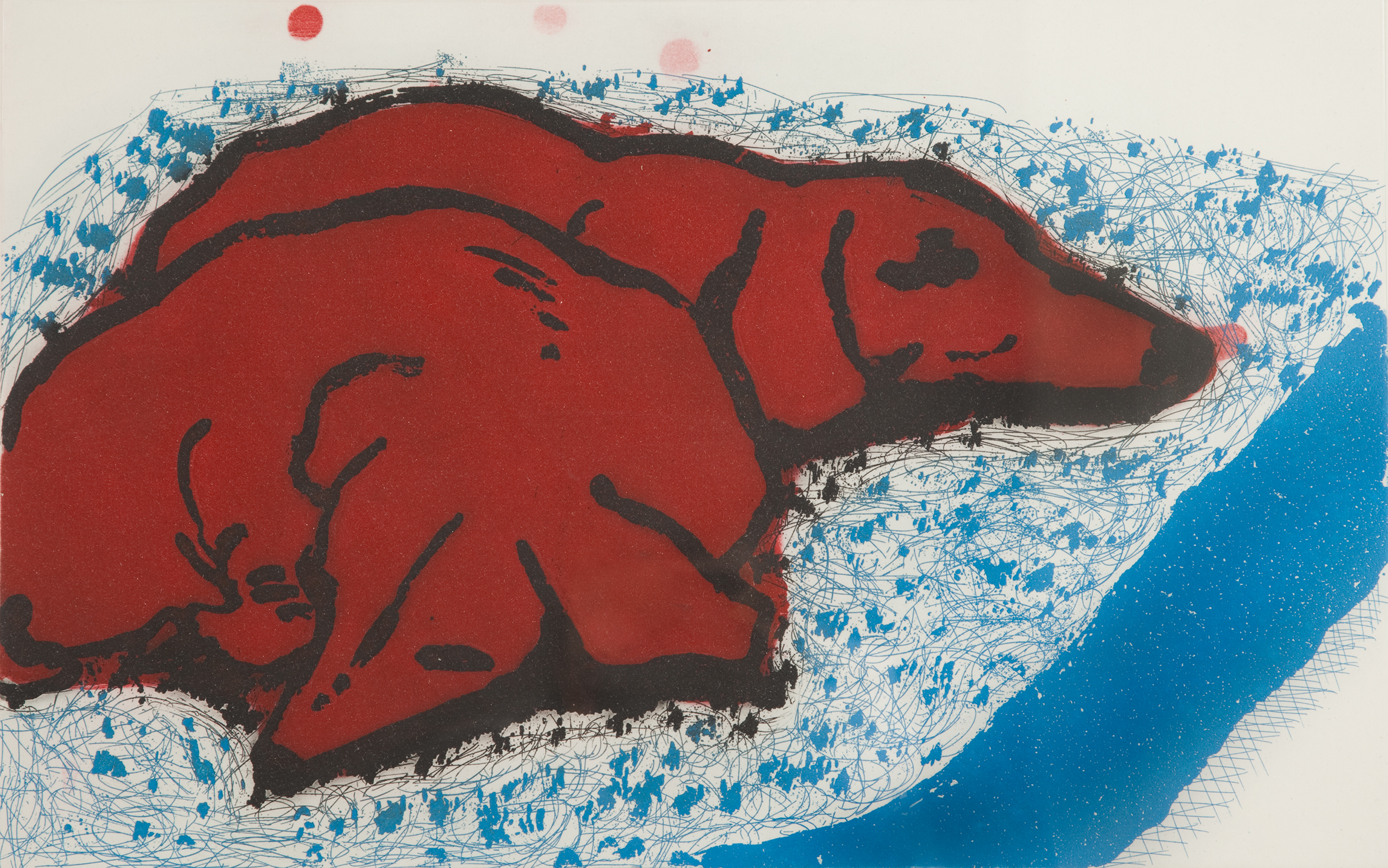 David Hockney, Sleeping Dogs, 1995, Radierung // etching, 25.5 x 41 cm, Courtesy Miettinen Collection © the artist