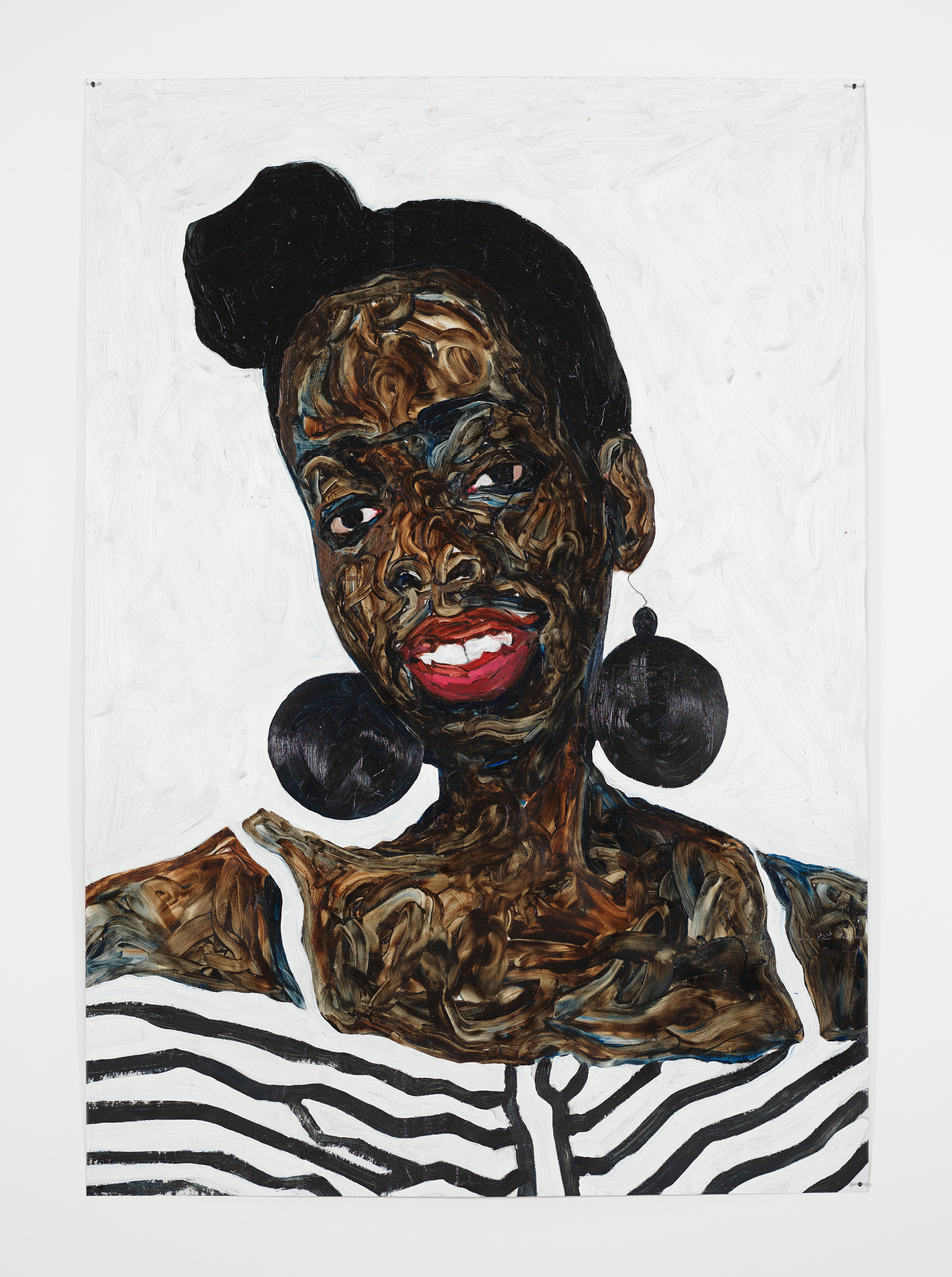 Amoako Boafo, Lehna Huie 2, 2019, Öl auf Papier // oil on paper, 100 x 70 cm, Courtesy Miettinen Collection © VG Bild-Kunst, Bonn 2025