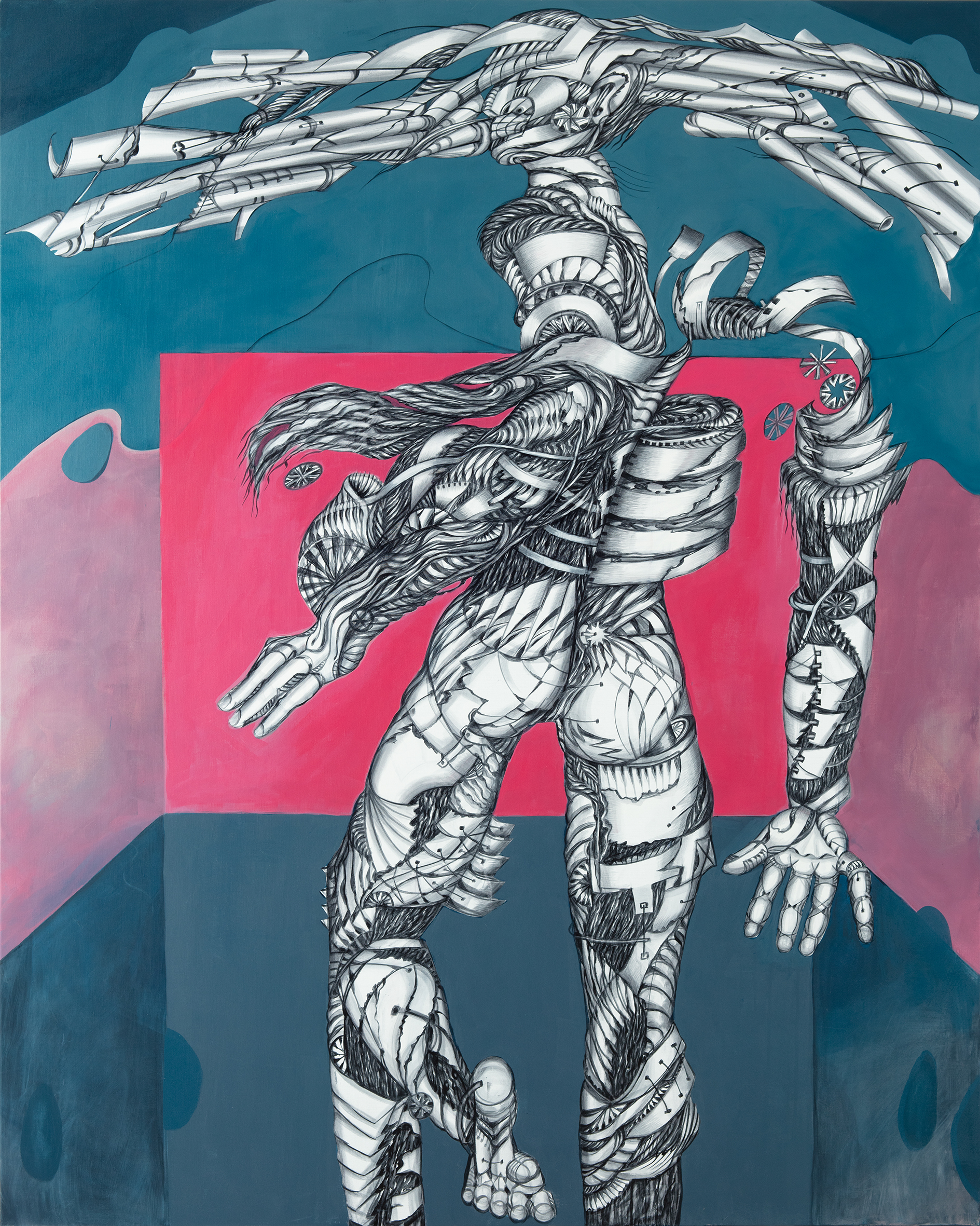 Margot Guttmann, Post-human, 2022, Öl auf Leinwand, 160 x 200 cm, © Margot Guttmann, Foto: Ludger Paffrath