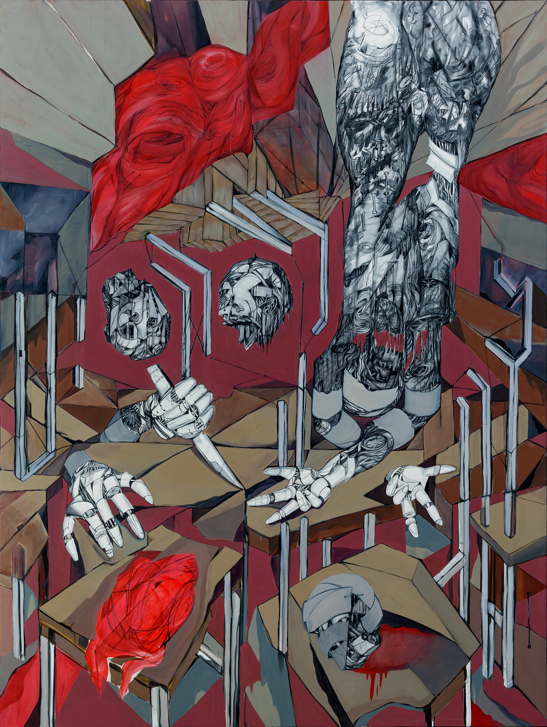 Margot Guttmann, Apocalypse, 2021, Öl auf Leinwand, 180 x 240 cm, © Margot Guttmann, Foto: Ludger Paffrath