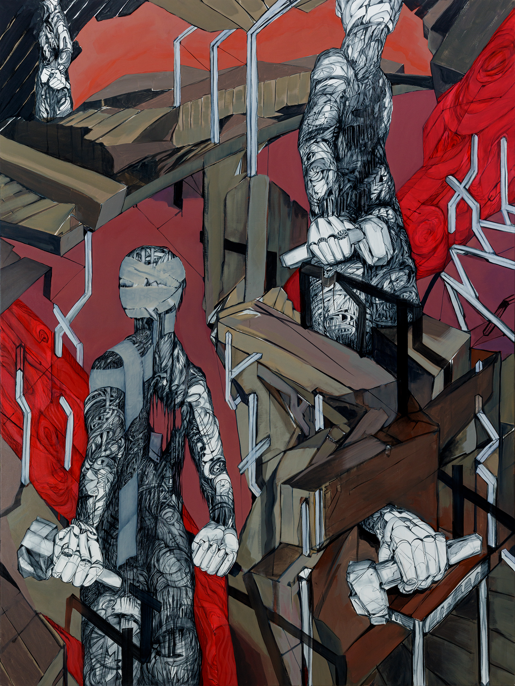 Margot Guttmann, Bridge Builder, 2021, Öl auf Leinwand, 180 x 240 cm, © Margot Guttmann, Foto: Ludger Paffrath