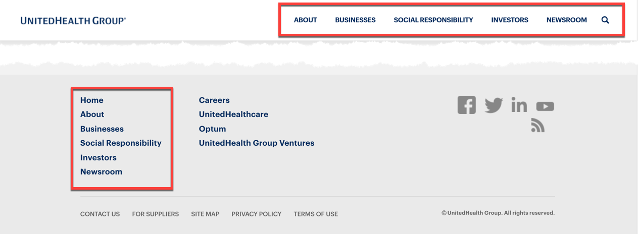 UnitedHealth Group Footer