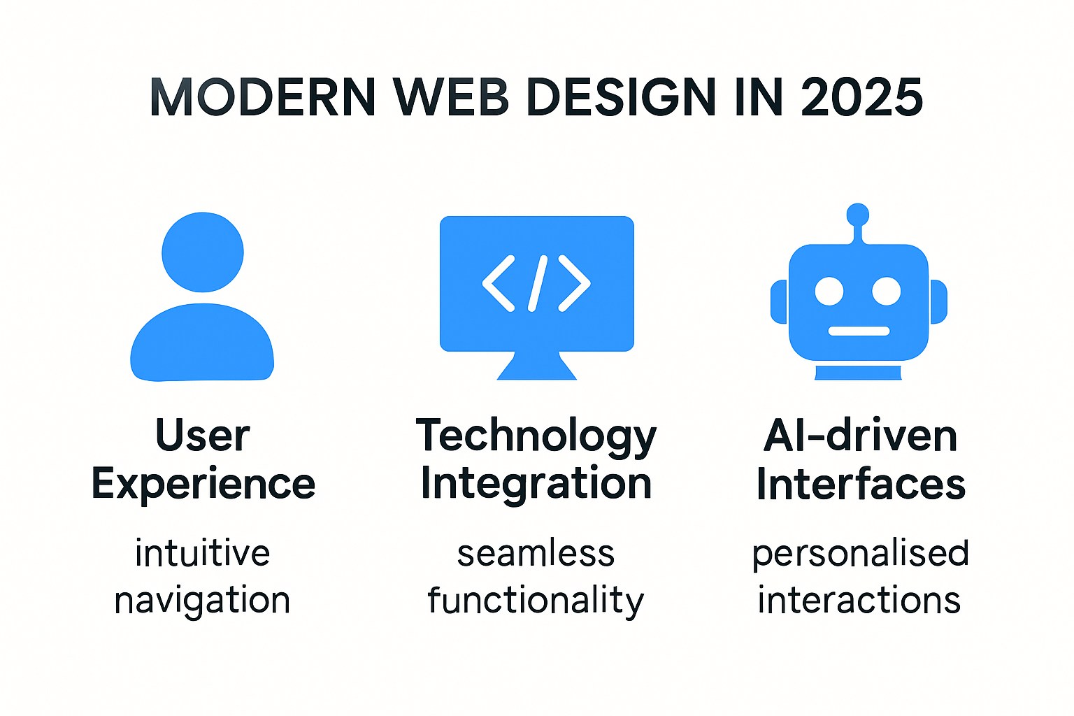 Infographic showing key modern web design elements 2025