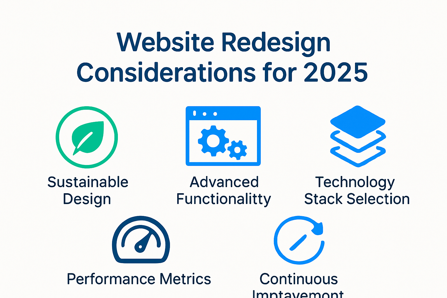 Five essential website redesign considerations for 2025 depicted visually