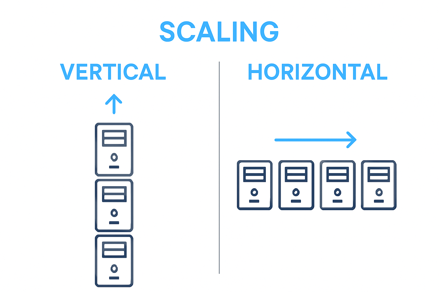 Infographic comparing vertical and horizontal software scaling