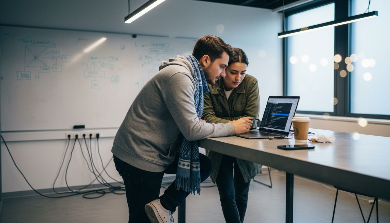 Team working on dynamic website code together