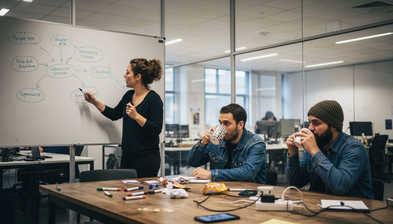 Coworkers brainstorming business name ideas