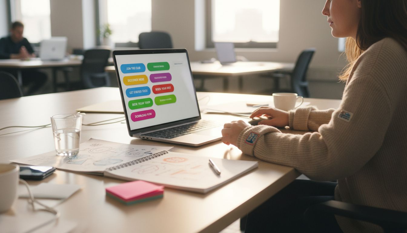 Woman testing landing page call to actions