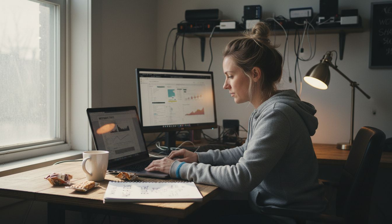 Office worker using web analytics software